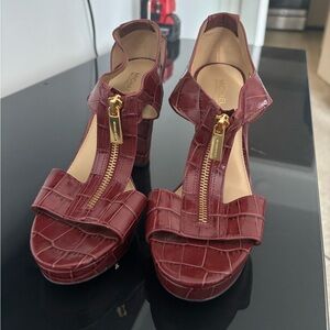 Michael Kors Berkley Leather Platform Heels